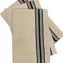 Aunt Martha's 18"x28" Black Striped Dish Towels Pkg of 3