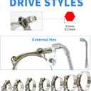12pcs Hose Clamp Set, T-bolt Radiator Heavy Duty Hose Clamps 6 Size 3/4"~ 2" Working Range 28-64mm, 304 Stainless Steel Turbo Intake Soft Hose Intercooler Clamps