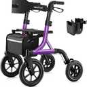 MAXWALK Rollator Walker for Seniors with Seat, 12" All Terrain Wheels
