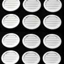 2" Round Plastic Louver Soffit Air Vent Reptile Screen Grille Cover Multiple Colors/Quantities (12, White)