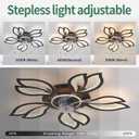 Modern Ceiling Fans with Lights, Low Profile Ceiling Fan with Remote for Bedroom, Flush Mount Ceiling Fan with LED Dimmable Light,3-Colors, 6-Speeds, Timing CeilingFan Light-Black Leaves