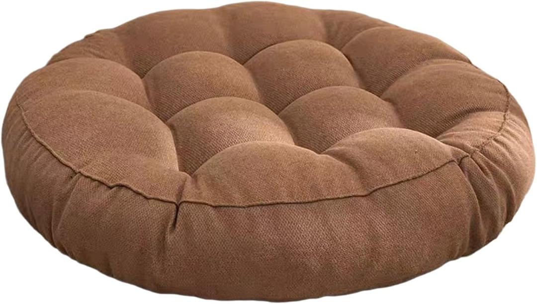 Floor Pillows Cushions 16" Round Chair Cushion Circle Stool Cushion Garden Patio Home Kitchen Office Seat Cushion for Yoga Living Room Sofa Balcony (Khaki)