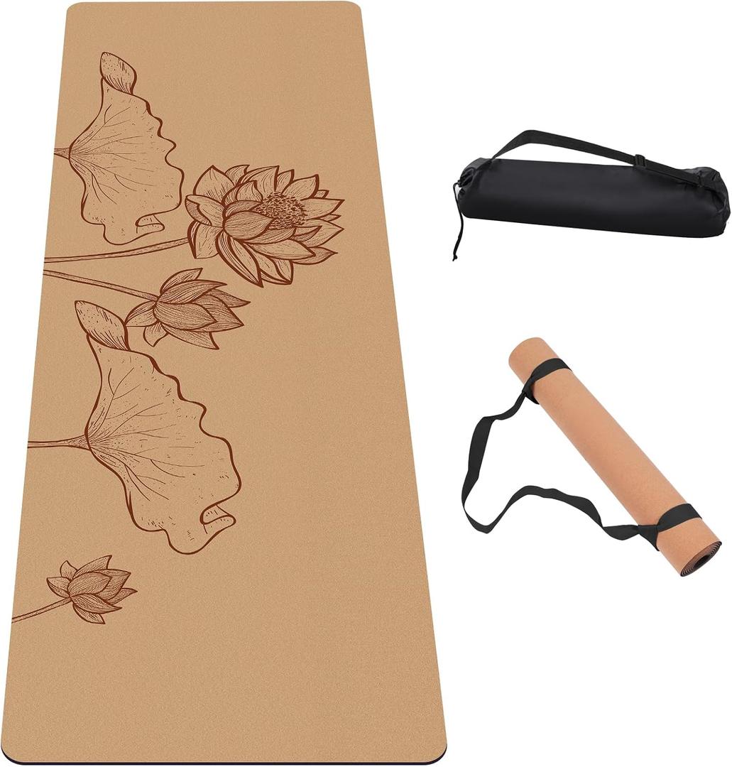 Premium Cork Yoga Mat Non Slip Thick Cork Exercise & Fitness Mat for Yoga, Pilates, & Home Workouts(72" x 24" x 5mm Thick)