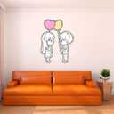 Wall Decal Cute Love Wall Sticker Cute Boy and a Girl with Heart Shaped Balloons Removable - Size: 24 in(W) x 30 in(H) (Multi)