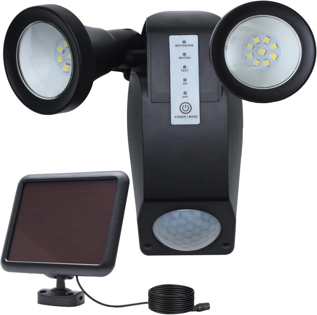 SUNLONG Solar Lights Outdoor Waterproof Motion Lights Separate Solar Panel 16.4 Ft Wires Multi Modes Optional Sensor Light for Courtyard Wall Garage Balcony Walkway (Black)