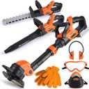 3-in-1 Kids Yard Tools - Kids Weed Wacker Toy, Kids Leaf Blower & Chainsaw, Kids Garden Tools with Safety Equipment, Realistic Lights & Sounds, Pretend Play Outdoor & Indoor Toys