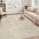 Washable Rug 6x9 Area Rugs: Modern Geometric Rugs for Living Room Non Slip Soft Low Pile Moroccan Indoor Carpet for Bedroom Nursery Dining Room Home Office Children's Room (Beige, 6'x9')