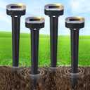 4 Pack Mole Repellent Solar Powered, Snake & Skunk & Vole & Gopher & Armadillo & Rabbit & Groundhog & Chipmunk & Raccoon Repellent for Yard, IP65 Waterproof Ultrasonic Deterrent for Lawns Garden