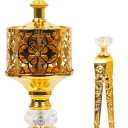 Incense Holder, Frankincense Charcoal Incense Resin Stand, Bakhoor Incense Burner, Ideal for Aromatherapy Yoga Spa, Home Christian Church Censer, Gold