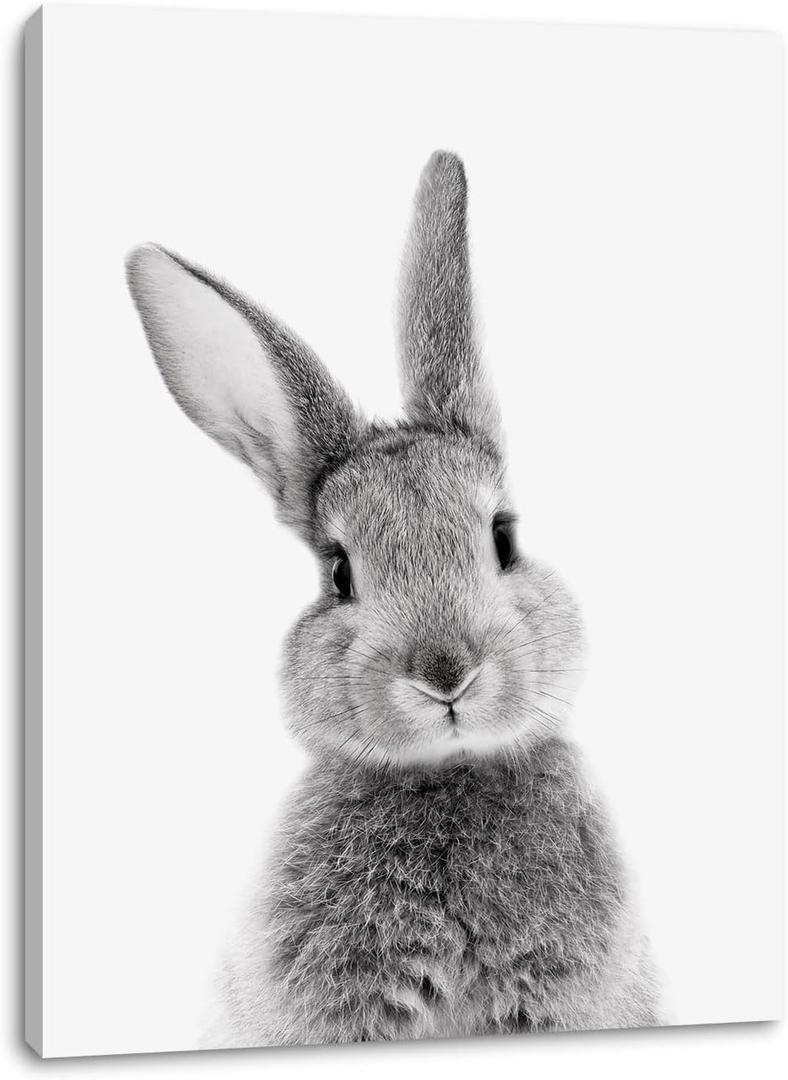 DakTenn Rabbit Wall Art Bunny Wall Art Bunny Decor Lovely Rabbit Posters for Rabbit Nursery Wall Art Framed Easter Artwork Home Decor Nursery Wall Decor for Bedroom Bathroom Bunny Poster Bunny Pictures 18x24 Inches