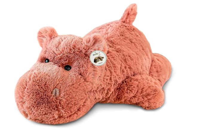 16" | 2 Pounds Pink Hippo Weighted Stuffed Animals,Sensory Comfort Plush Throw Pillow Toy,Kawaii Plushies Hugging Toy Gifts for Kids & Adults (Hippopotamus, 16 inch 2 Pounds)