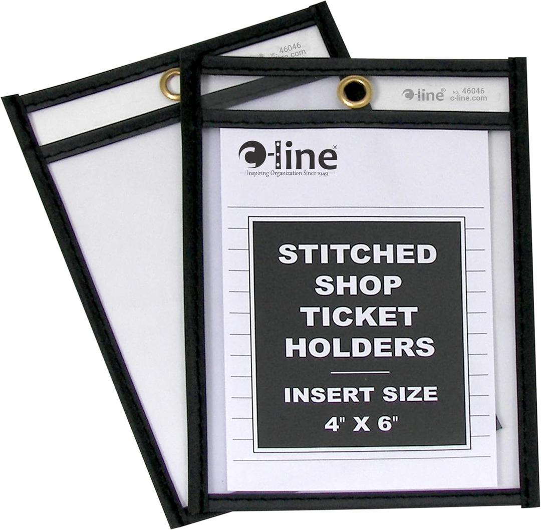C-Line Stitched Shop Ticket Holders, Both Sides Clear, 4 x 6 Inches, 25 per Box (46046)