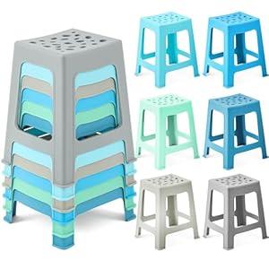 Leinuosen 6 Pcs Plastic Stool for Classroom 18 Inch Stackable School Stools Modern Portable Nesting Chair for Kids Students Classroom School Home Office (Morandi)