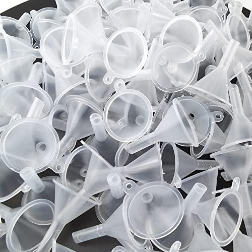 GXXMEI Mini Clear Plastic Funnel Little Small Funnel Set for Lab Bottles,Capsule,Sand Art, Essential Oils,Perfumes,Spices, Powder
