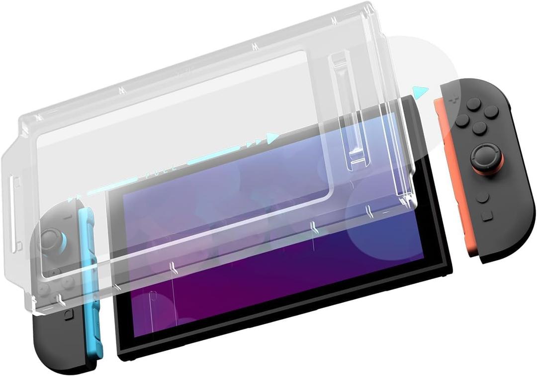 GeekShare Switch 2 Screen Protector, Dust-Free Alignment Frame, 9H Glass Tempered Film-Anti-Fingerprint, Bubble-Free, HD Clear, Anti-Scratch & Anti-Glare, Precise Cutouts, Auto-Installation, 2 Pack