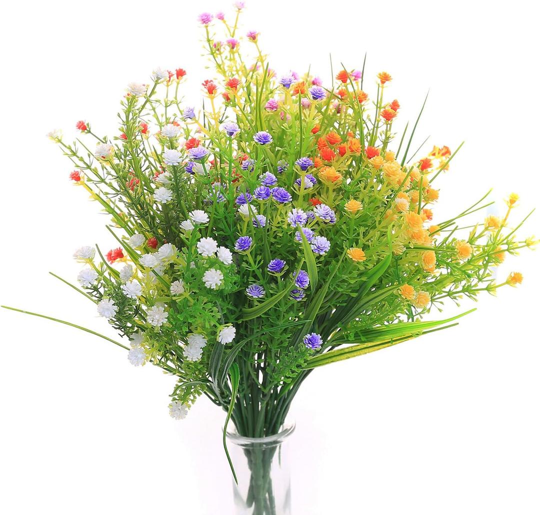 JAKY-Global Artificial Flowers Gypsophila Babysbreath Fake Water Plants Bouquet 6 Bundle Fake Plants Wedding Bridle Bouquet Outdoor Home Office Christmas Decor(Mix Color)
