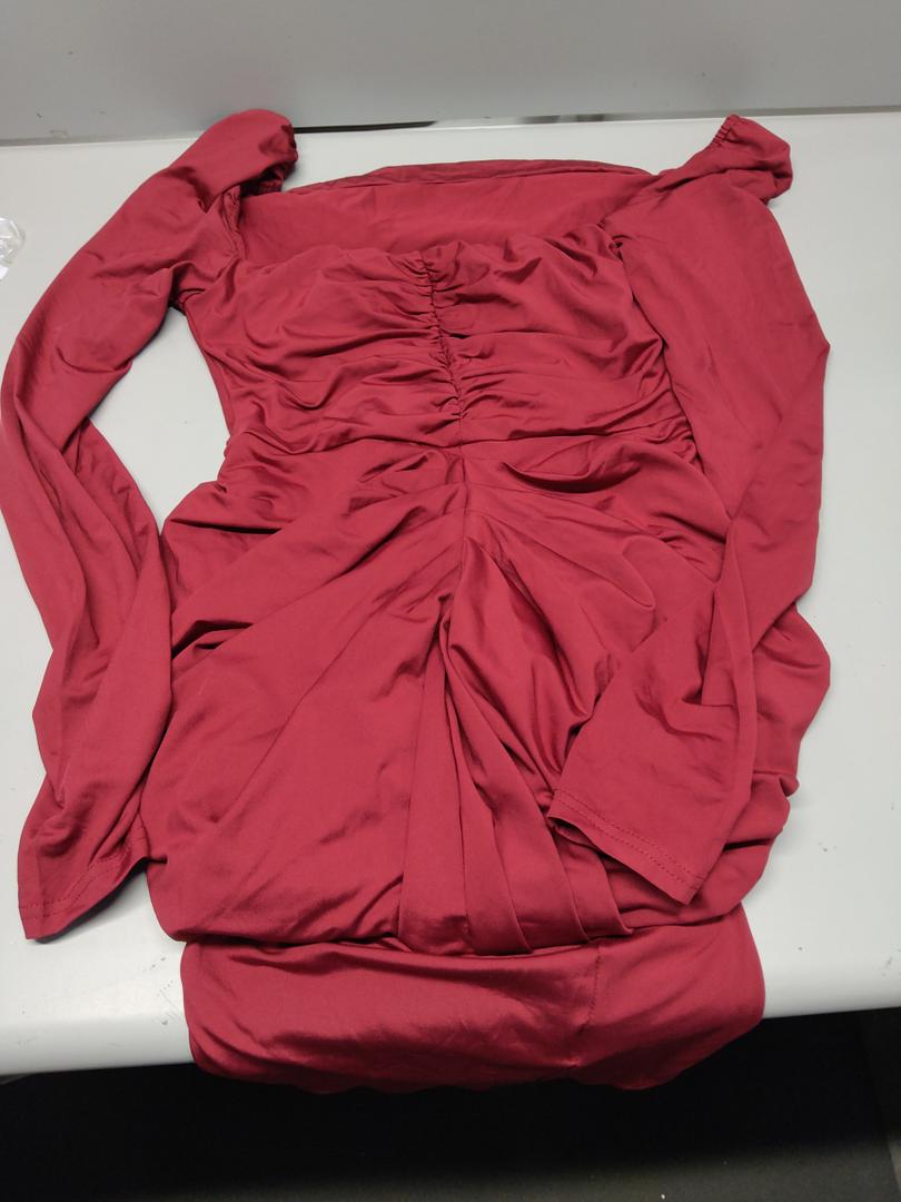 Women’s Red Bodycon Dress — Long Sleeve Dress (Small)