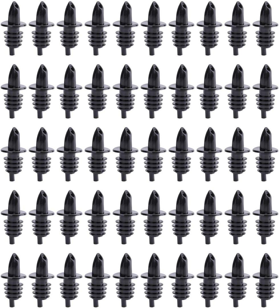 Hedume 50 Pack Bottle Pourers, Free Flow Pourers, Liquor Bottle Pourers Perfect for Pubs, Clubs, Restaurants, Bars, Coffee Shops and Diners, Black 