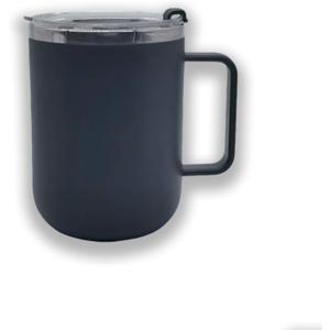 Stainless Steel Drinking Cup with Lid, 500ml (17oz) Mug - Leakproof, Straw & Sip Lid, Classic Black