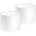 Rumidoph White Lamp Shades Set of 2, Medium Drum Lamp Shade 13"Top x 13"Bottom x 10"High(Spider), Lampshades Replacement for Table Lamps Floor Lamps, Natural Linen Hand Crafted, Easy Assembly Required