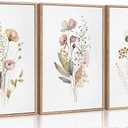 3Pcs Watercolor Wildflower Canvas Wall Art Modern Minimalist Colorful Botanical Floral Painting Picture Wall Decor Flower Posters Print Artwork for Living Room Bedroom Woman's room Decoration Unframed