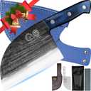 XYJ Authentic Since 1986,Ancient Forged Butcher Knives,Serbian Chef Knife With Sheath,Chinese Vegetable Meat Knives For Kitchen Camping Outdoor,Full Tang (6 inch) (Blue)