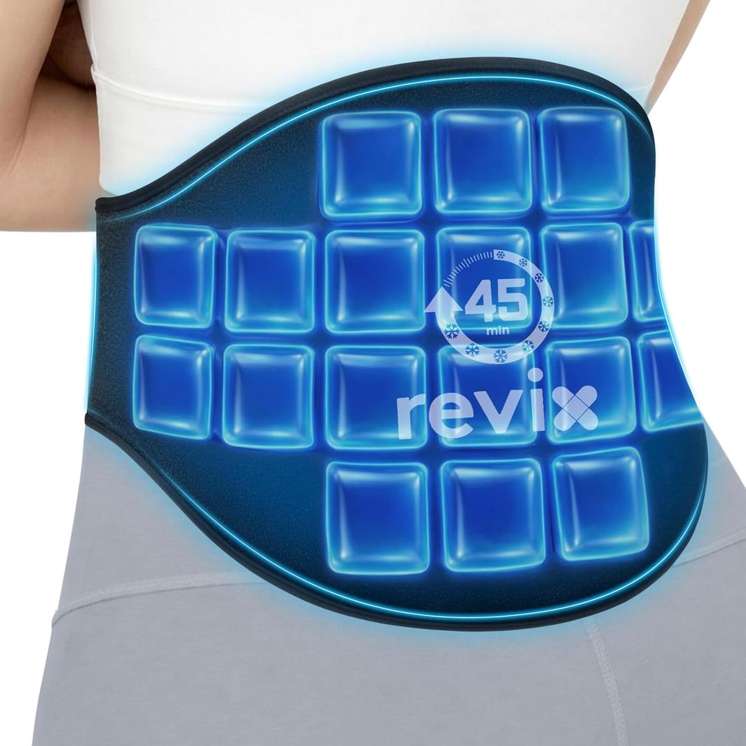 REVIX 45-Min Long-Lasting Back Ice Pack, Extra Large Ice Packs with Ice Grid Gel Design, Reusable Gel Ice Wrap, Cold Compress for Waist, Lower Lumbar, Tailbone Relief & Muscle Relaxation (15.5 x 10)