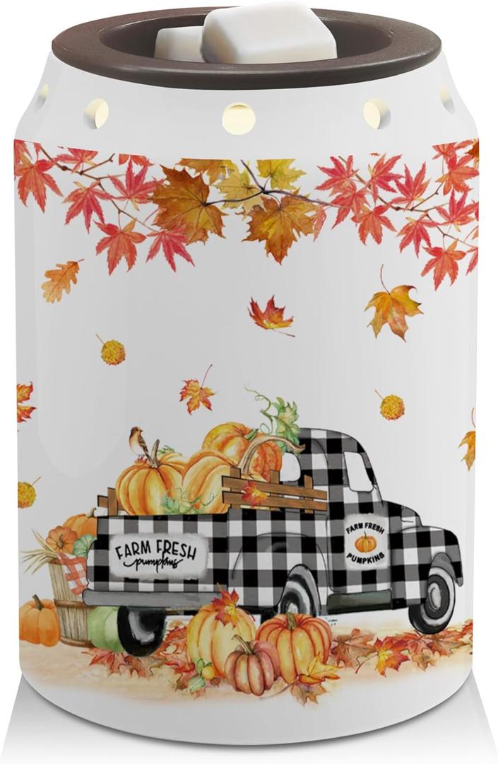 Bonsai Tree Fall Decorations for Home, Fall Wax Warmer, Ceramic Truck Fall Wax Warmer for Candle, Thanksgiving Decor for Living Room Kitchen Bathroom Home