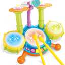 Kid Drum Set for Toddlers 1-3, Baby Drum Set with Microphone Light Up, Toddler Drums Toys for 1 2 3 Year Old Birthday Gift for Boy Girl
