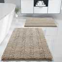 Yimobra Bathroom Rug Set 2 Piece, Soft Absorbent Chenille Bath Mat Set, Non Slip Machine Washable Quick Dry, Plush Shower Rugs for Bathroom Floor Sink Tub and Shower Outside, 32"x20"+24"x17", Camel