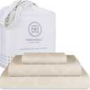Threadmill Cotton Twin Sheet Set | 100% Cotton Sheets for Twin Size Bed | Damask Jacquard Sateen Twin Bed Sheets Set with 16 Deep Pocket | Soft Breathable 3-Piece Cooling Sheet Set | Beige