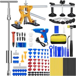 Dent Puller, 134PCS Paintless Dent Removal Kit Car Dent Puller Kit with Slide Hammer 2 in 1 T-Bar, Golden Lifter, Bridge PullerDent Remover Tool for Car Hail, Dings Damage DIY Repair 