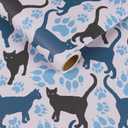 CRE8TIVE Black Blue Cat Wallpaper Stick and Peel Cute Kitten Cat Paw Print Wallpaper for Kids Nursery Wallpaper 12"x118" Adhesive Blue Contact Paper Removable Animal Wallpaper for Bedroom Bathroom