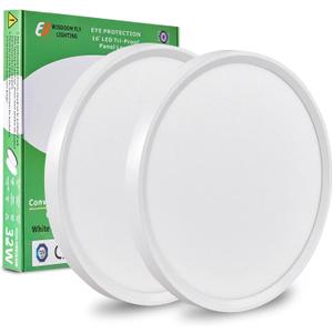 2PK 15.8 Inch LED Flush Mount Ceiling Light, 32W, 3480LM, 3000K/4000K/6000K CCT Selectable, Round Flat Panel Light Low Profile Ceiling Fitures for Hallway, Kitchen, Bedroom, Laundry Room (White)