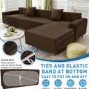 ZNSAYOTX Sectional Couch Covers, Stretch Jacquard Slipcovers with Elastic Bottom for L-Shape Sectional Sofa, 2 Pcs Pet Friendly Modular Sofa Protector (3 Seat Couch + 2 Seat Chaise, Dark Coffee)