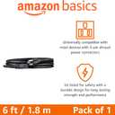 Amazon Basics PC Power Cable, 6 feet, AC Power Cord for Monitor, Computer, TV, 3 Prong, 18 AWG, 125 Volts, NEMA 5-15P to IEC320C13, UL Listed, Black