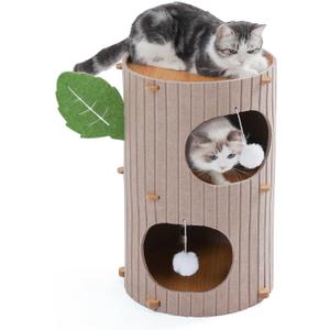 Cat House for Indoor Cats, 2-Storey Large Cat Bed Cave, Felt Covered Cats Tunnel Condo,23.6"