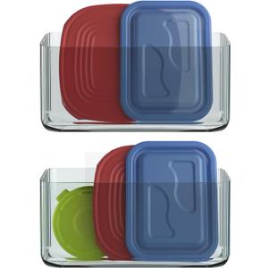 MaraFansie 2 Pack Plastic Lid Organizers - Inside Cabinet for Kitchen, No Drilling Wall Mount Container Holders for Tupperware, Food Storage, Clear Gray