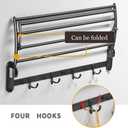 BESy 24 Inch Oil Rubbed Bronze Towel Racks, Bathroom Towel Shelf with Foldable Towel Bar Holder and Towel Hooks, Wall Mounted Multifunctional Bathroom Accessories, Double Towel Bars