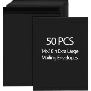 Motipuns 50 Pcs 14'' x 18'' Extra Large Mailing Envelopes 32lb with Gummed Flaps, Catalog Jumbo Craft Envelopes for Mailing, Storage and Organizing Documents Office Supplies(Black)