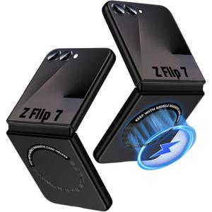 Magnetic Case for Samsung Galaxy Z Flip 7 Case with Mag-Safe, Wireless Charging, Galaxy Z Flip 7 Phone Case Slim Shockproof Protective Cover for Samsung Z Flip 7 Rugged Hybrid PC Bumper Shell (Black)