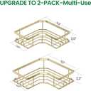 Adhesive Shower Caddy, 2 Pack Corner Bath Organizer, Rustproof Stainless Steel Shower Shelves with Large Capacity, No Drilling Shelves for Bathroom Storage, Home, Kitchen Dcor(Gold)