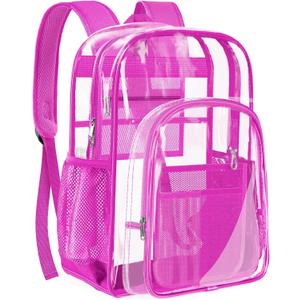 PAMANO Clear Backpack Transparent Heavy Duty School PVC Bookbag See Through Bag Boys and Girls for College Work Travel Security