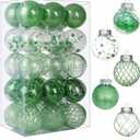 Clear Christmas Ball Ornaments, 30ct Shatterproof Xmas Ball Decorations 2.36 Inch Green Christmas Decorations for Xmas Tree Hanging Decorative Pet Baubles Set for Christmas Party