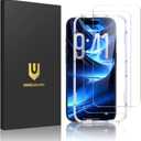 UNBREAKcable 2-Pack Screen Protector for iPhone 17 Pro, Military-Grade Shatterproof Tempered Glass [9H+ Hardness] [Easy Installation Frame] [99.99% HD Clear] for Apple iPhone 17 Pro