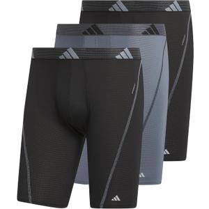 adidas Men's Performance Mesh Long Boxer Brief Underwear (3-Pack), for Active Sport and All Day Comfort (size 2XL, Black/Onix Grey/Black)