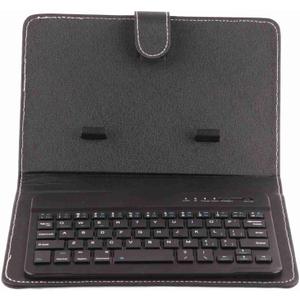 Wireless Bluetooth Keyboard, PU Leather Case with Holder Stand for iOS/Android Phones Rechargeable USB Cable Universal Removeable Keyboard (Black)