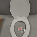 Mayfair Bennett Toilet Seat with Brushed Nickel Hinges, Slow Close Wood Seat, Secure Metal Hinges, Easy Install, Elongated, White