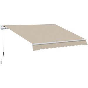 Outsunny 13' x 8' Retractable Awning, Patio Awnings, Sunshade Shelter w/Manual Crank Handle, UV & Water-Resistant Fabric and Aluminum Frame for Deck, Balcony, Yard, Beige