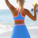 popvil Women 3 Piece Swimsuits 2026 High Waisted Bikini Sets with Skirt Neon Sporty Tummy Control Bathing Suits (Blue) Medium, Sky Blue